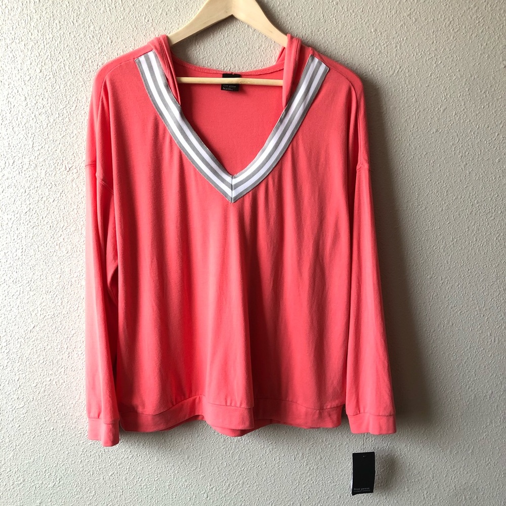 NWT Free Press Sleepwear Separates Hooded Top Coral Small Loungewear Cozy Soft